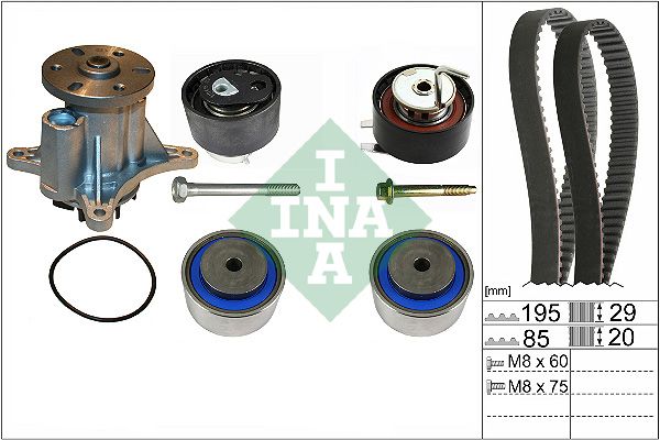 Комплект управления клапанами (ремень + ролик + жидкостный насос) INA 530 0764 30